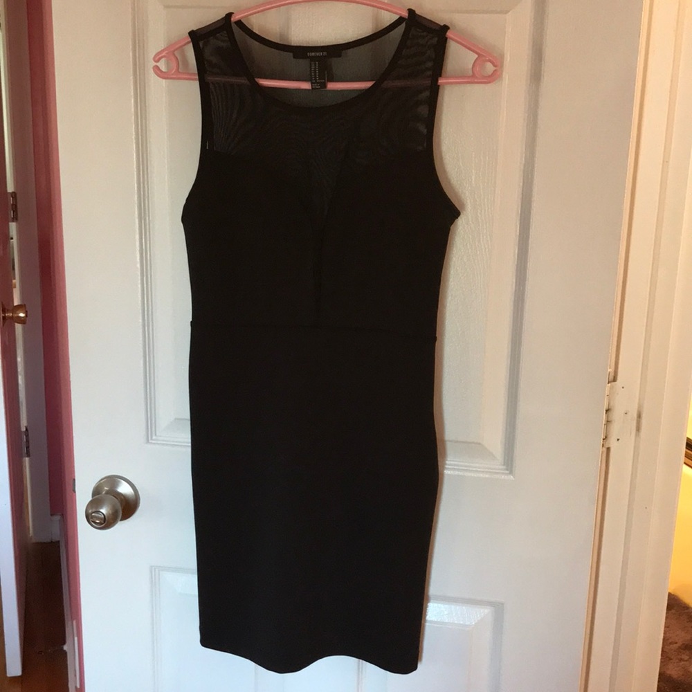 F21 black bodycon mini dress